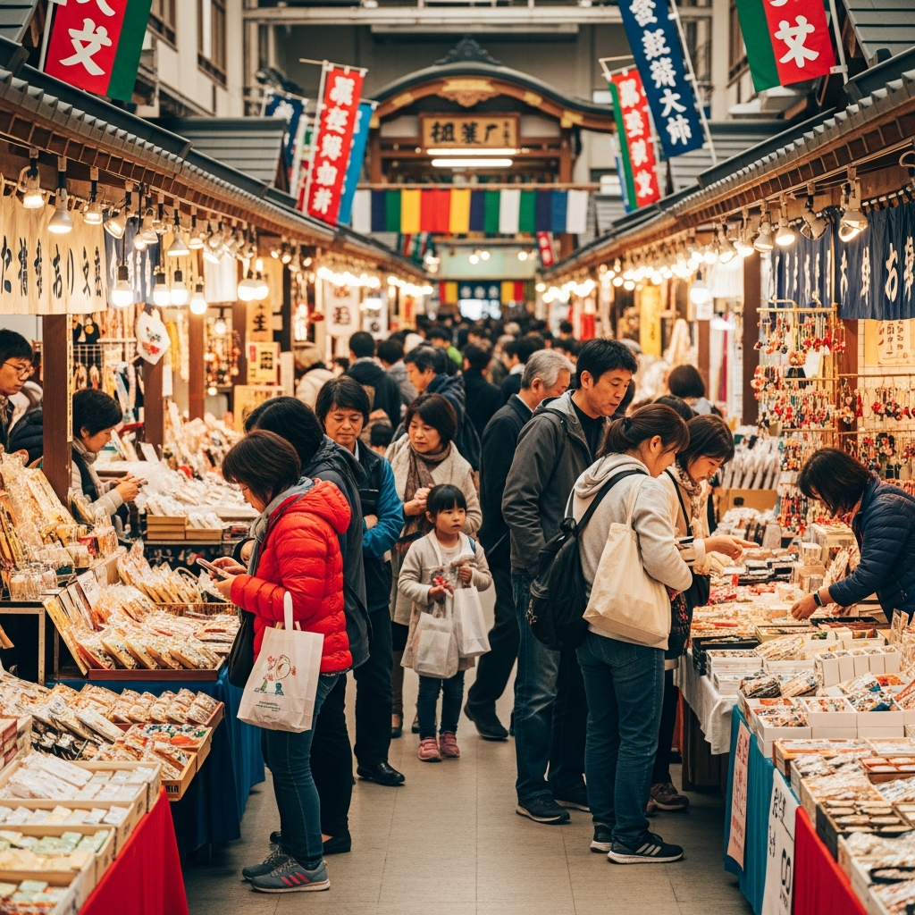 お土産を買う人々