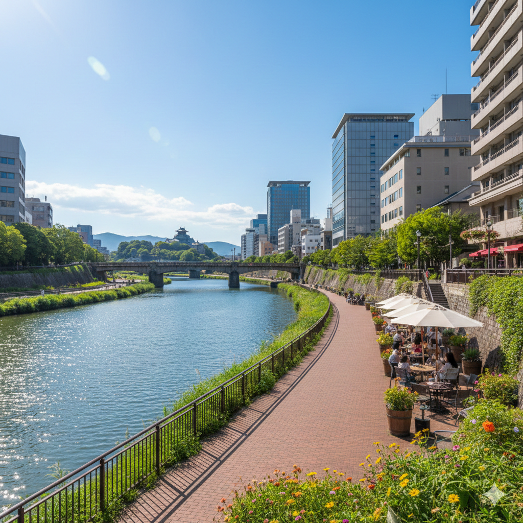 川沿いのオープンカフェ