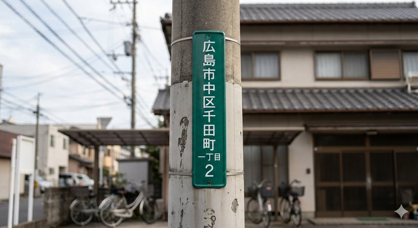 千田町の住所看板