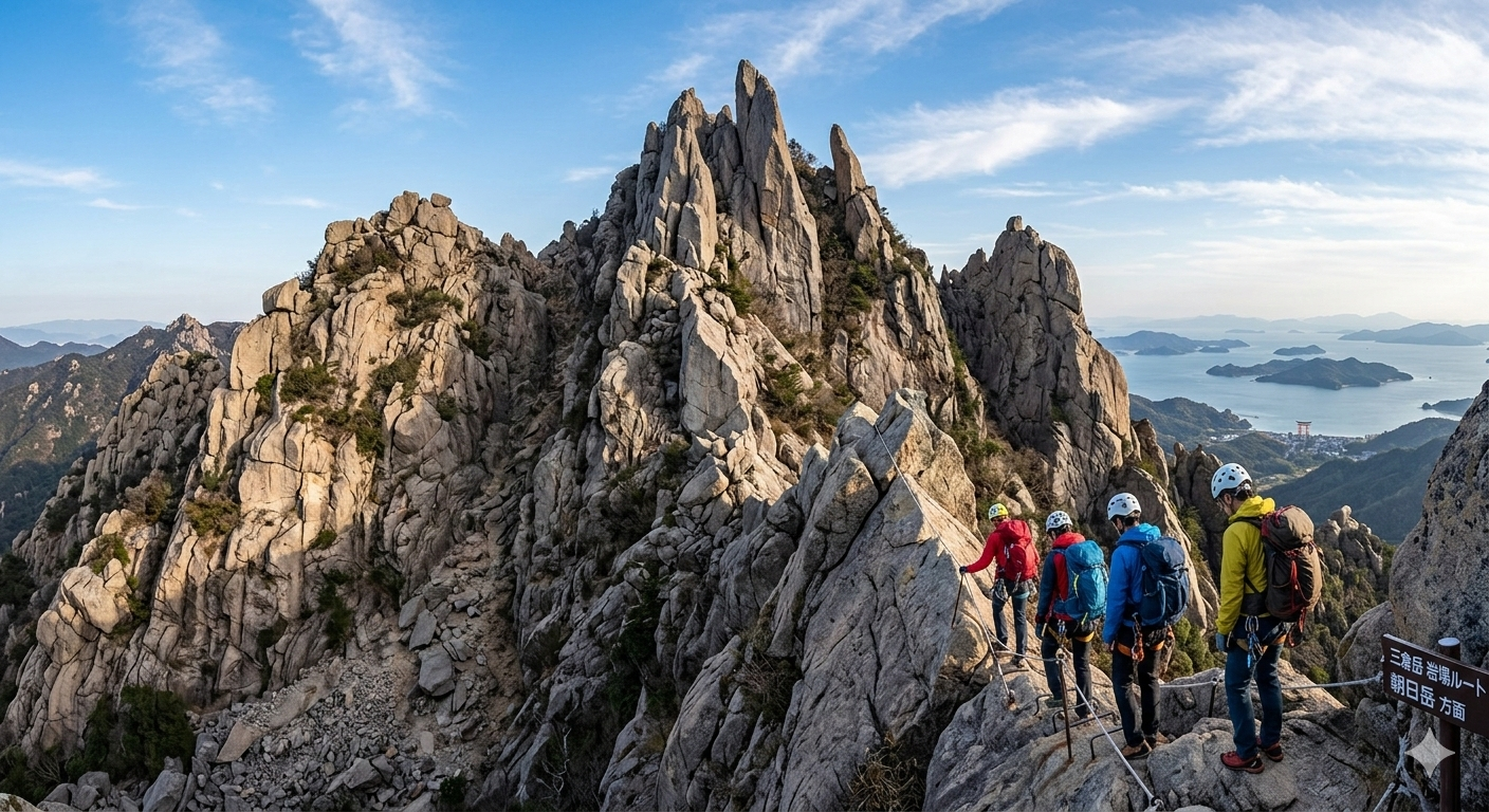岩山の登山者