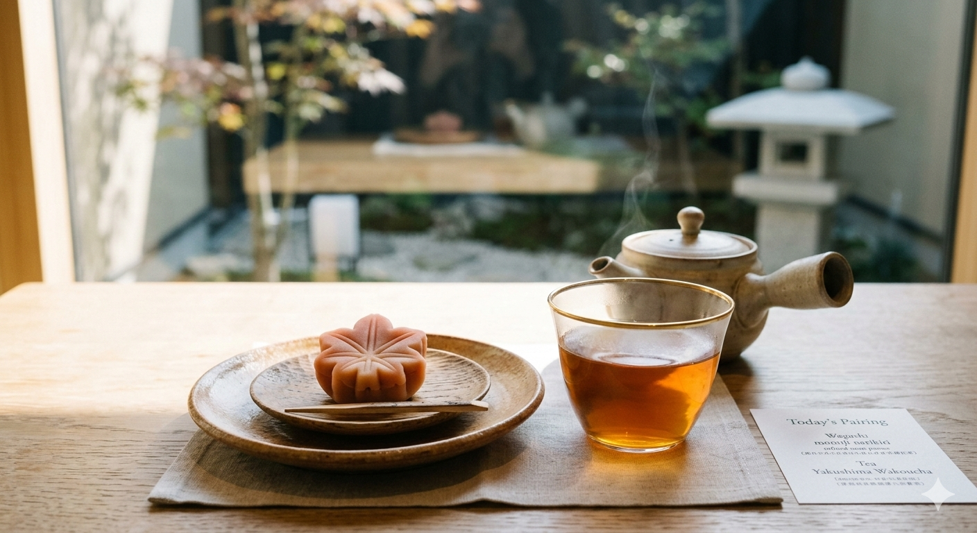 もみじ饅頭と紅茶のペアリング