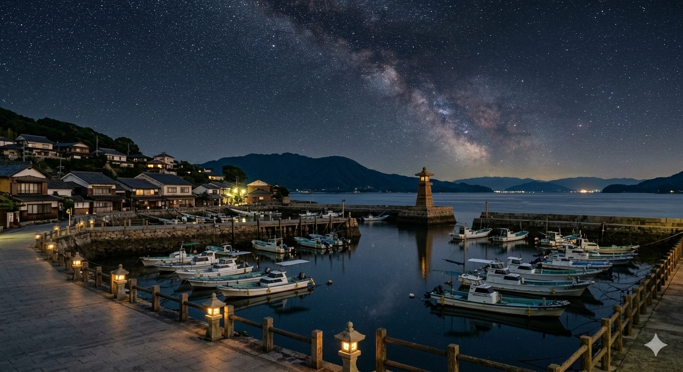 港から見える星空